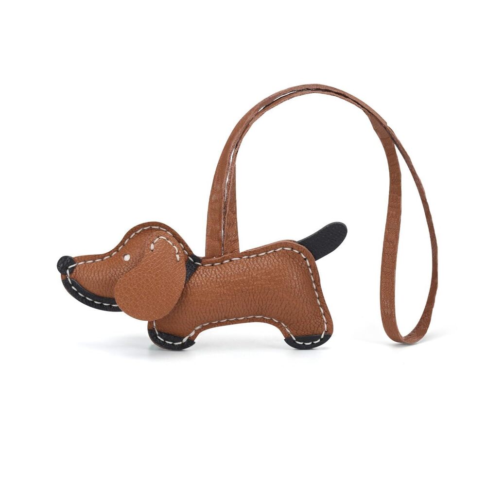 2923 Dachshund Leather Bag Charms,Genuine Goatskin Keychain,Cute Dog Purse
